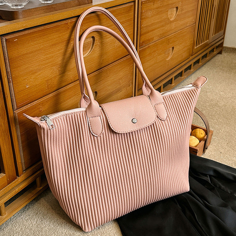 Top Handle Pleated Tote