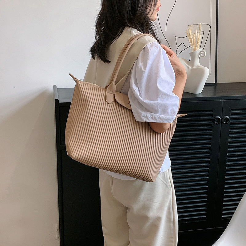 Top Handle Pleated Tote