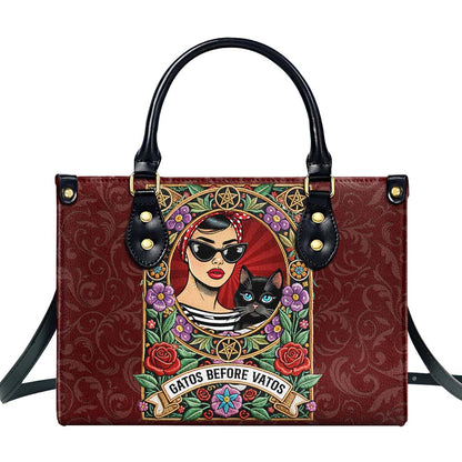 GATOS BEFORE VATOS - Personalized Custom Leather Handbag - QCUS036_HB