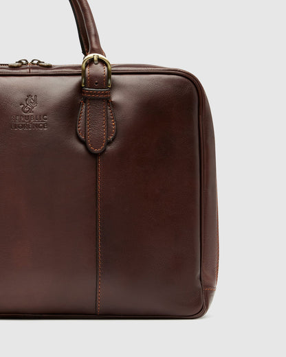 Madrid Matt Chocolate - Leather Briefcase