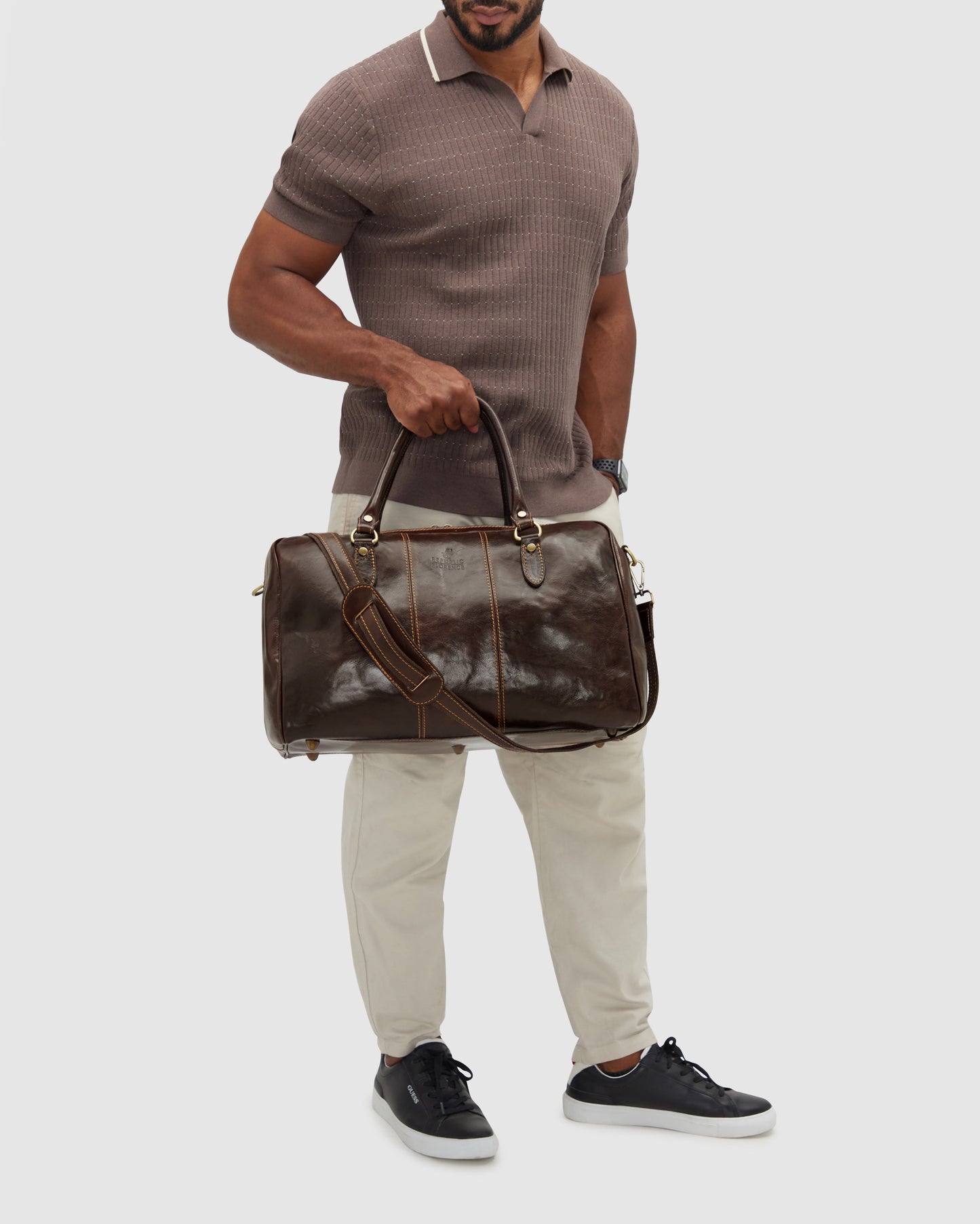 Albertis Piccolo Chocolate - Leather Duffle Bag