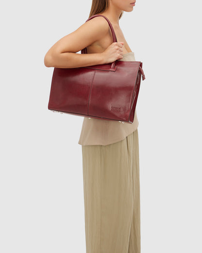 Florence Red - Leather Woman Briefcase