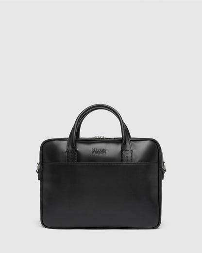 Glasgow Deluxe Black- Leather Briefcase 13" laptops