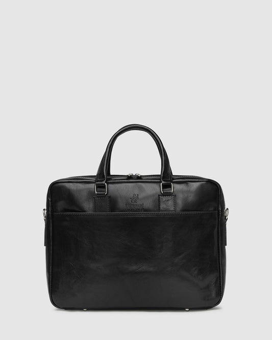 Tokyo Black - Slim Leather Laptop Briefcase