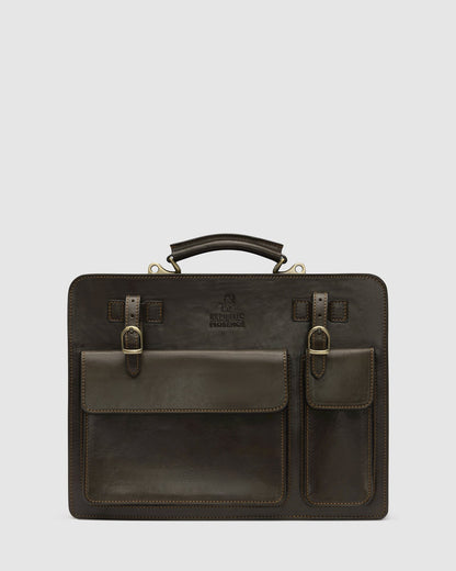 Munich Chocolate - Double Compartment Leather Briefcase