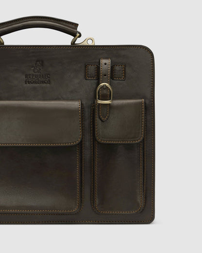 Munich Chocolate - Double Compartment Leather Briefcase