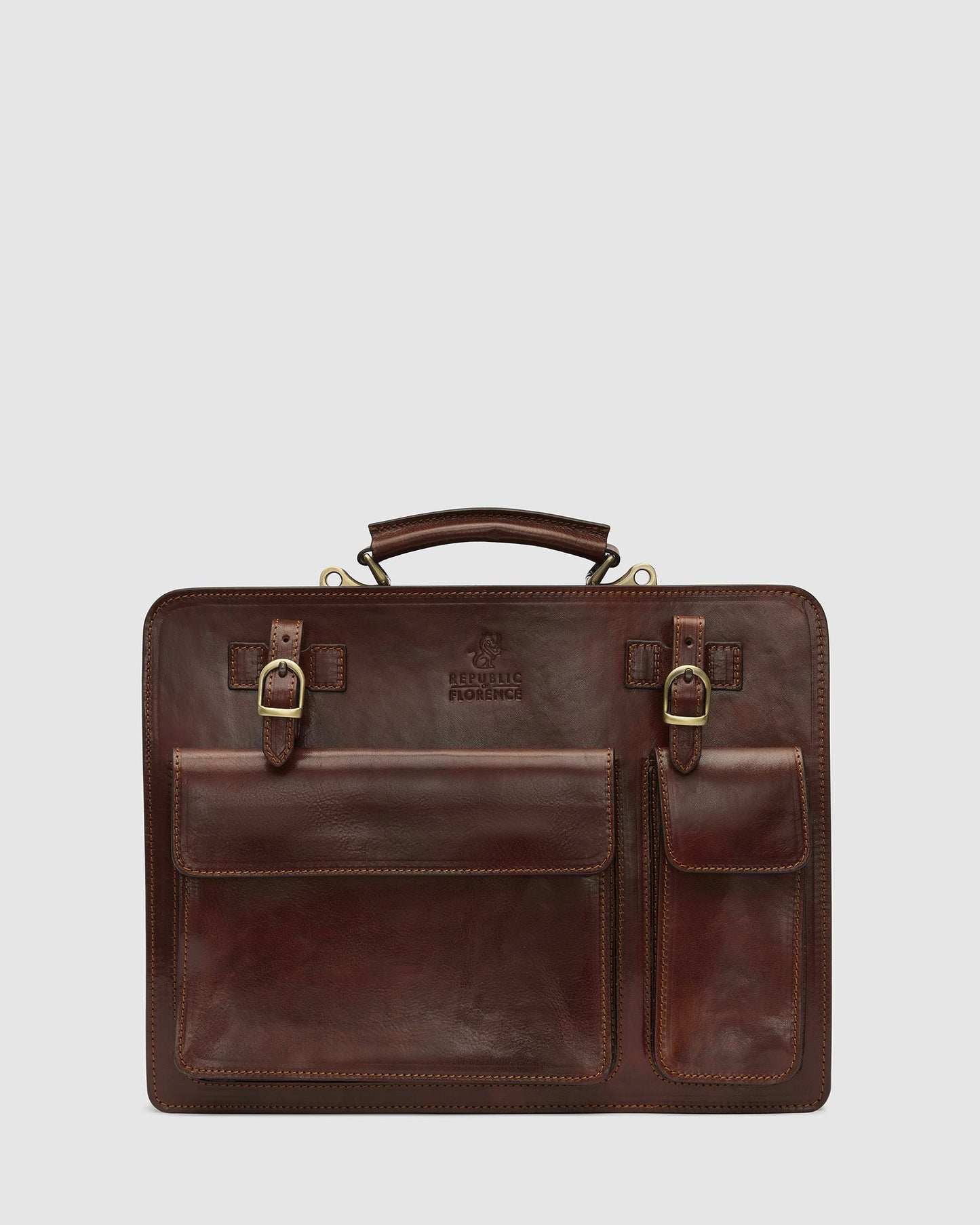 Munich Brown - Double Compartment Leather Briefcase