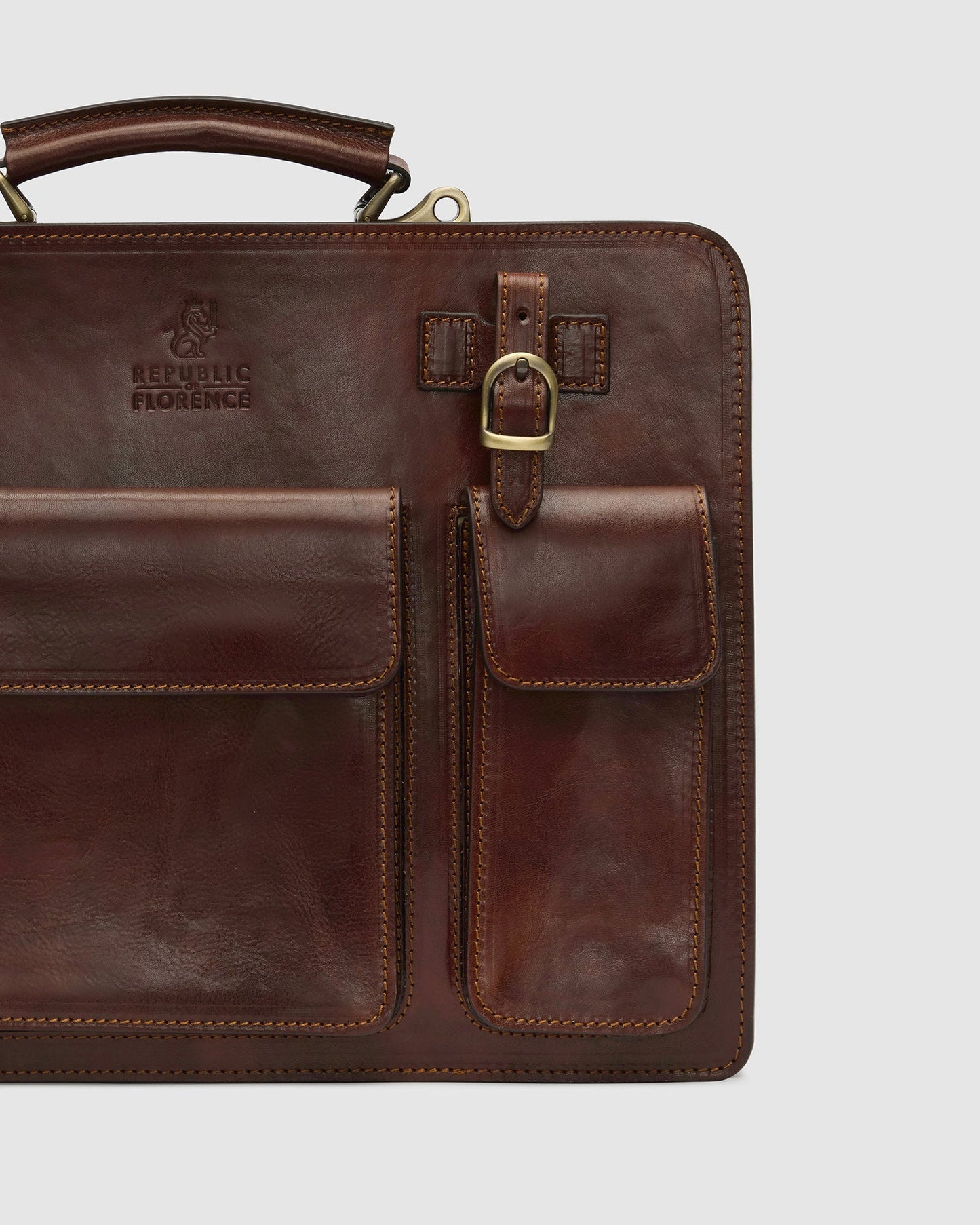 Munich Brown - Double Compartment Leather Briefcase