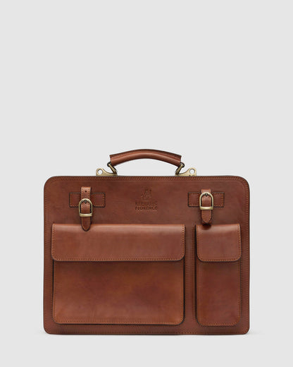 Munich Matt Brown - Double Compartment Leather Briefcase