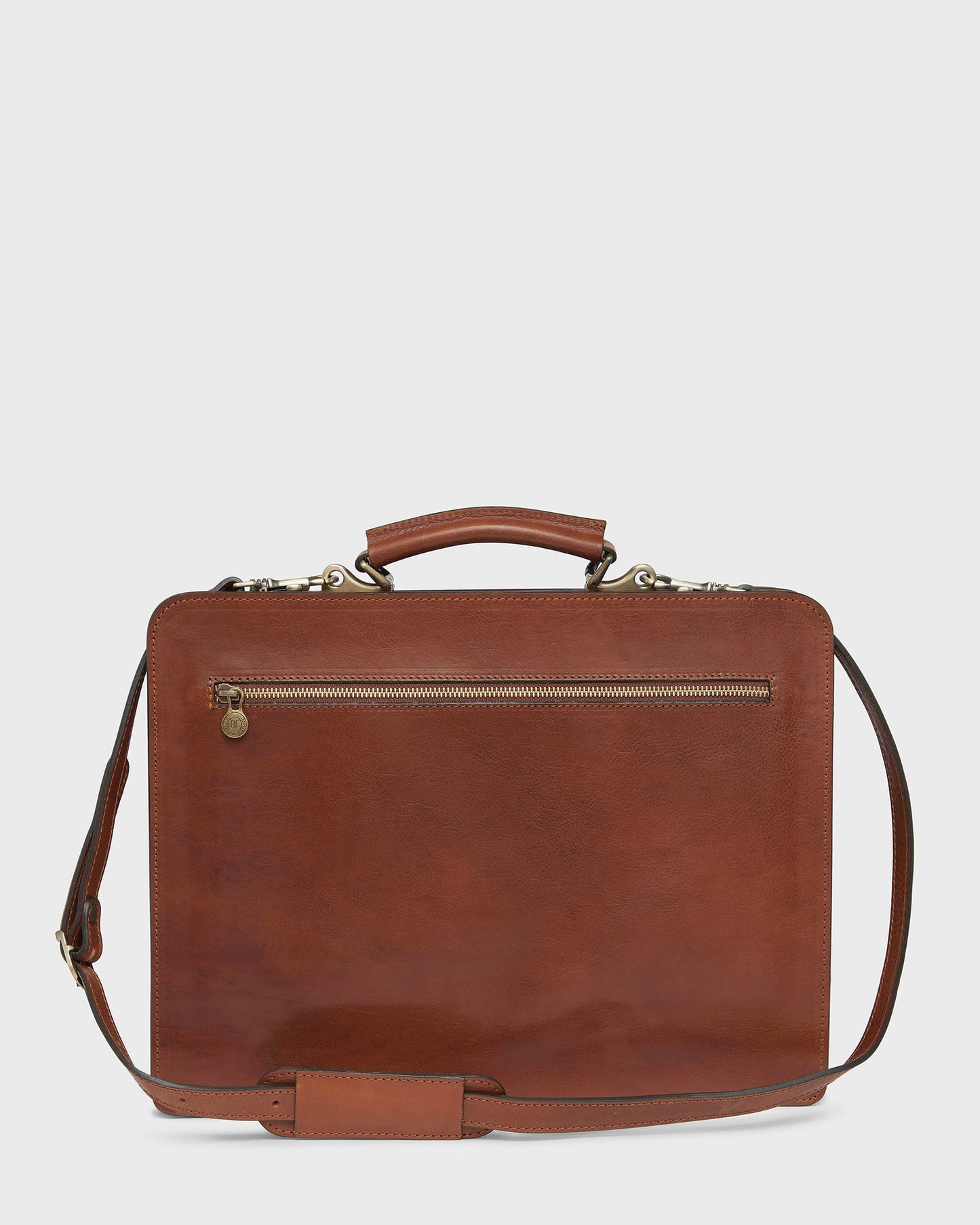 Munich Matt Brown - Double Compartment Leather Briefcase