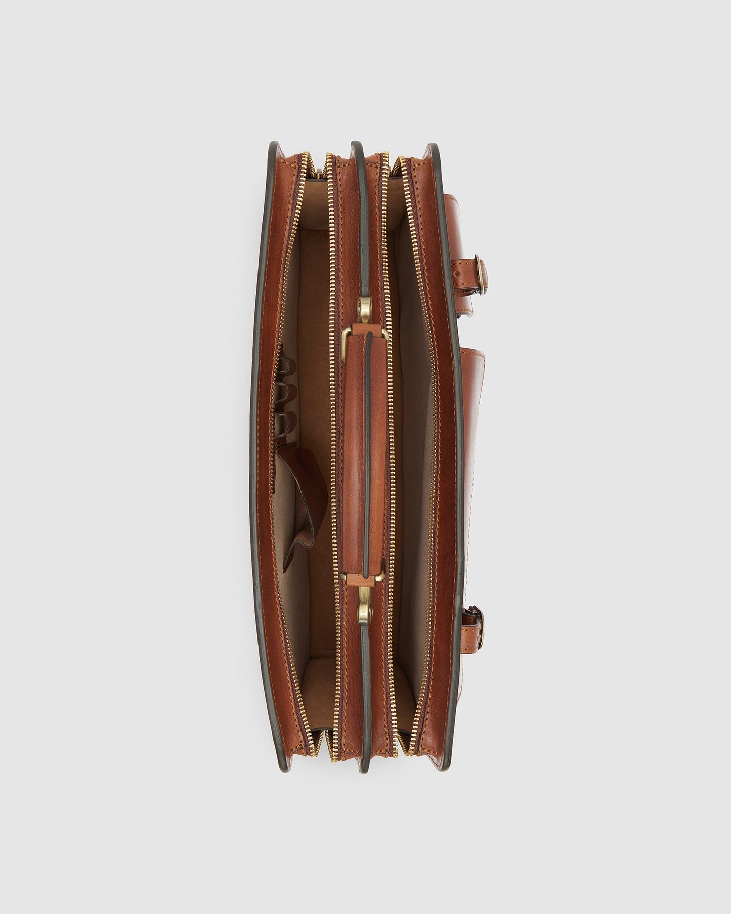 Munich Matt Brown - Double Compartment Leather Briefcase