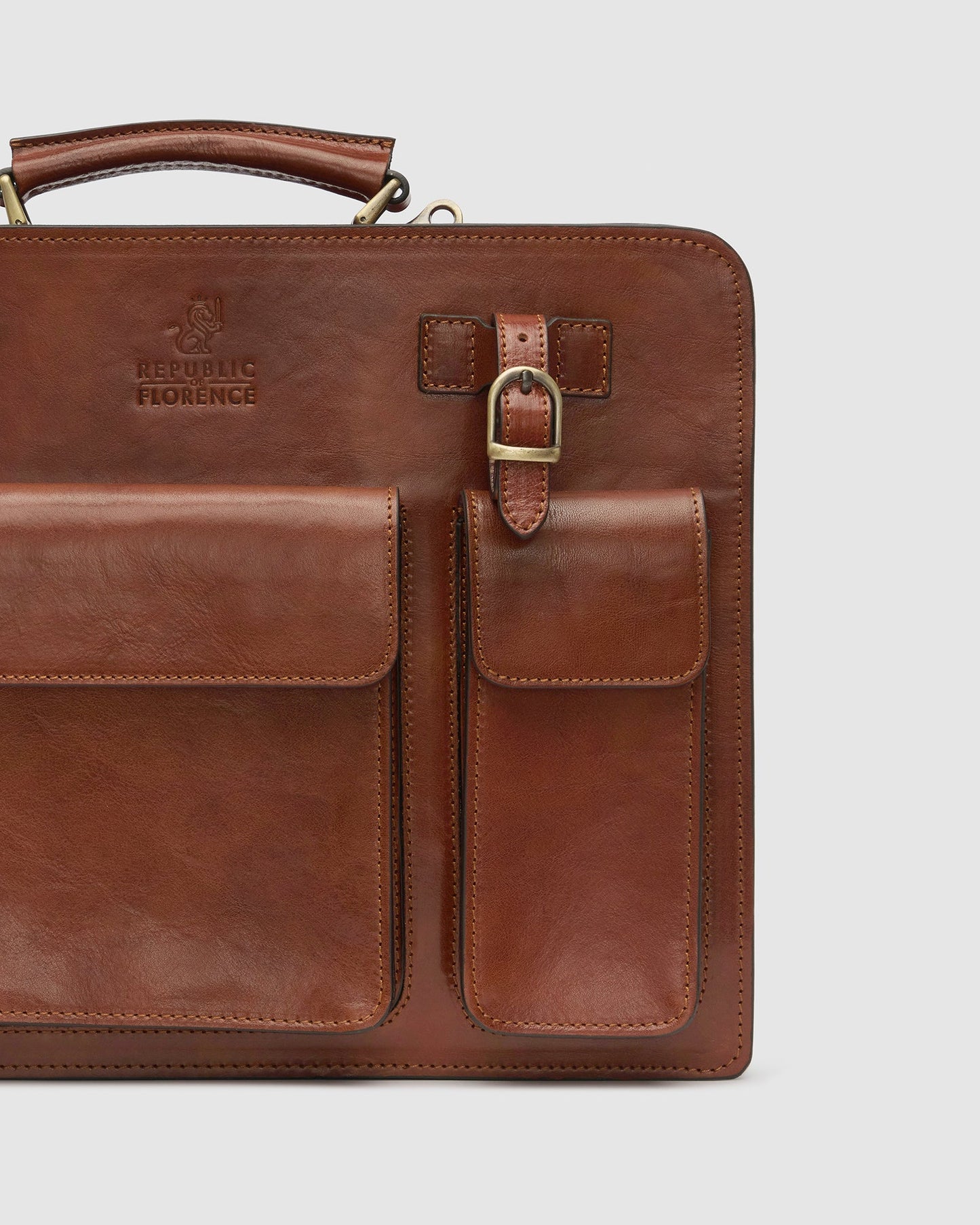 Munich Tan - Double Compartment Leather Briefcase