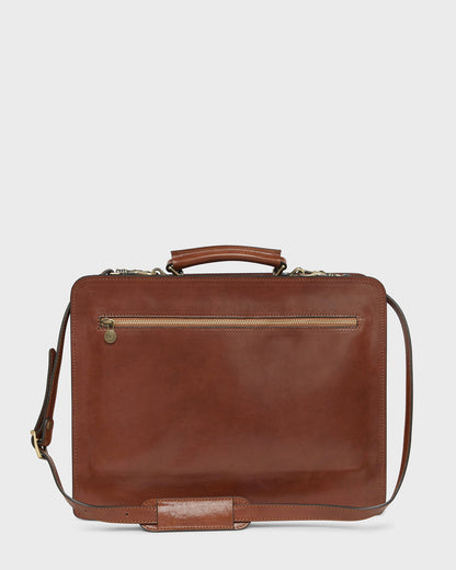 Munich Tan - Double Compartment Leather Briefcase