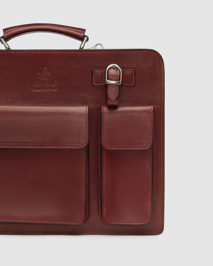 Munich Red - Double Compartment Leather Briefcase