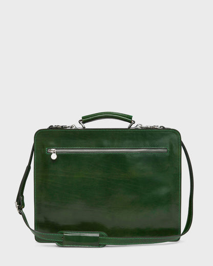 Munich Green - Double Compartment Leather Briefcase