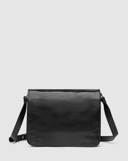 NERO Black - 15" Leather Messenger Bag