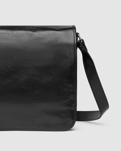 NERO Black - 15" Leather Messenger Bag