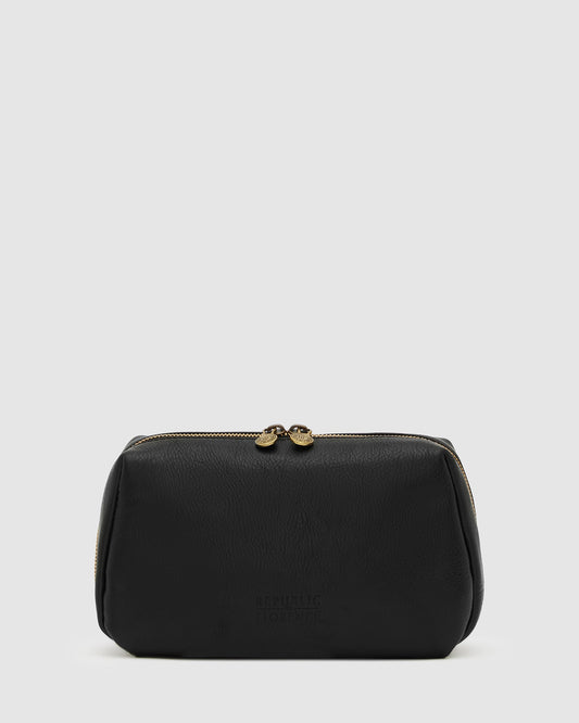 Otto Matt Black - Leather Toiletry Bag