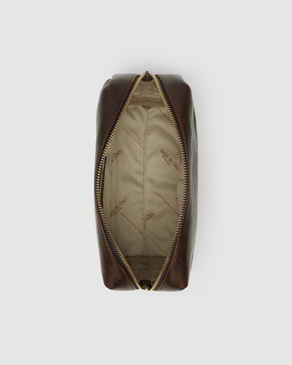 Otto Dopp Kit Matt Chocolate - Leather Toiletry Bag