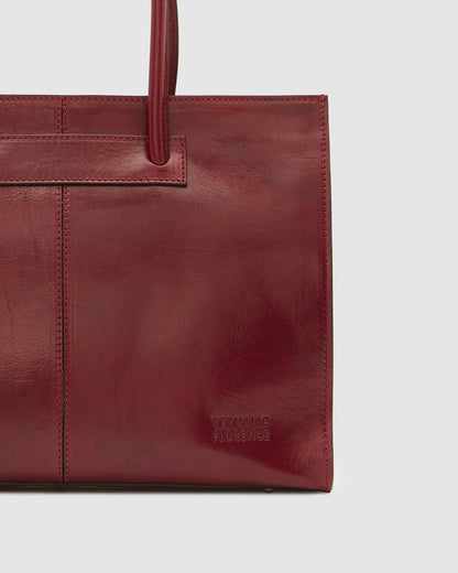 Florence Red - Leather Woman Briefcase