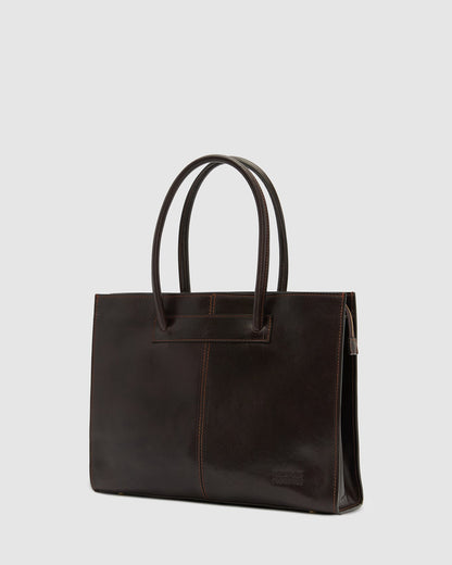 Florence Chocolate - Leather Woman Briefcase