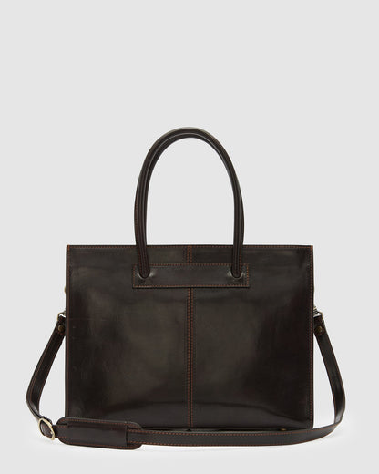 Florence Chocolate - Leather Woman Briefcase