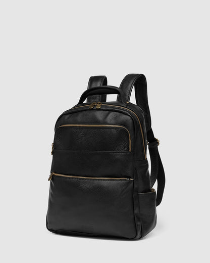 Bexley Black - Leather Laptop Backpack