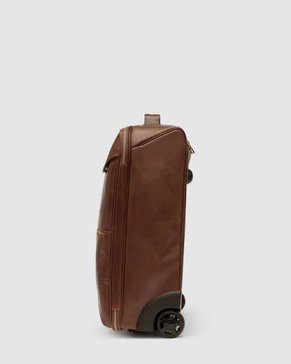 Kino Matt Brown - Wheeled Leather Trolley Case