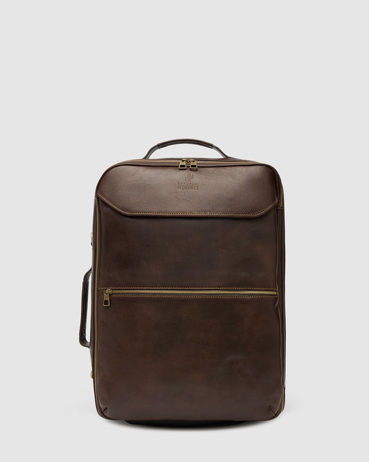 Kino Matt Chocolate  - Wheeled Leather Trolley Case