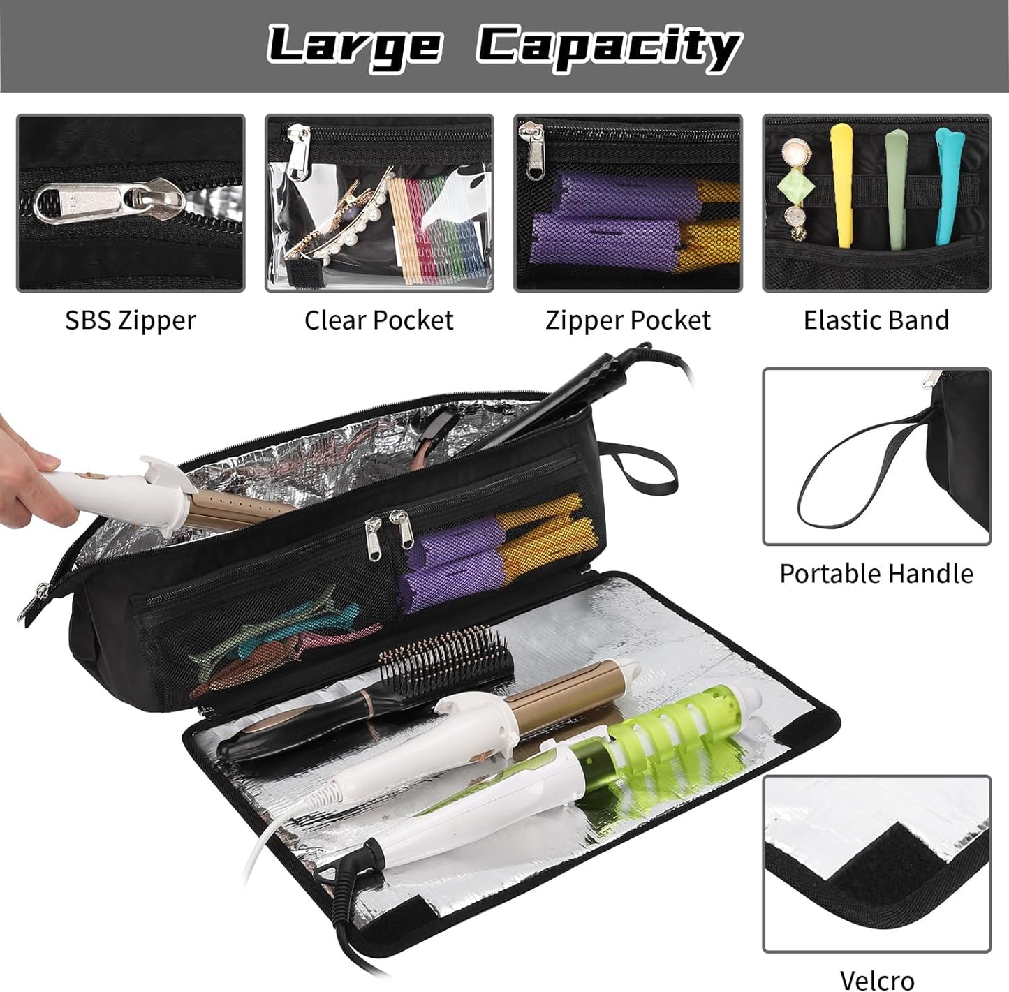 2-in-1 Hair Tools Travel Bag and Tinfoil Heat Resistant Mat