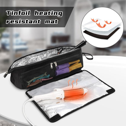 2-in-1 Hair Tools Travel Bag and Tinfoil Heat Resistant Mat