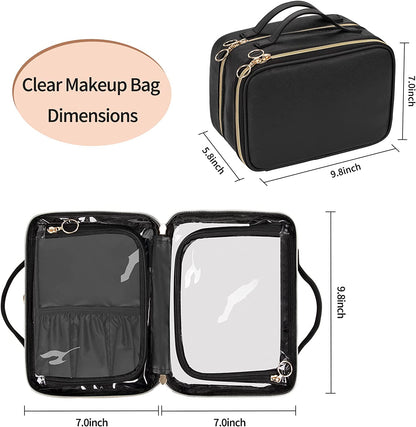 Black Double Layer Clear Makeup Case