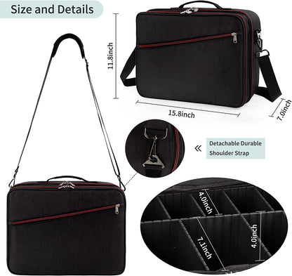 Black Extra Large Makeup Case with Washable Plastic Divider and Heat Insulation Layer