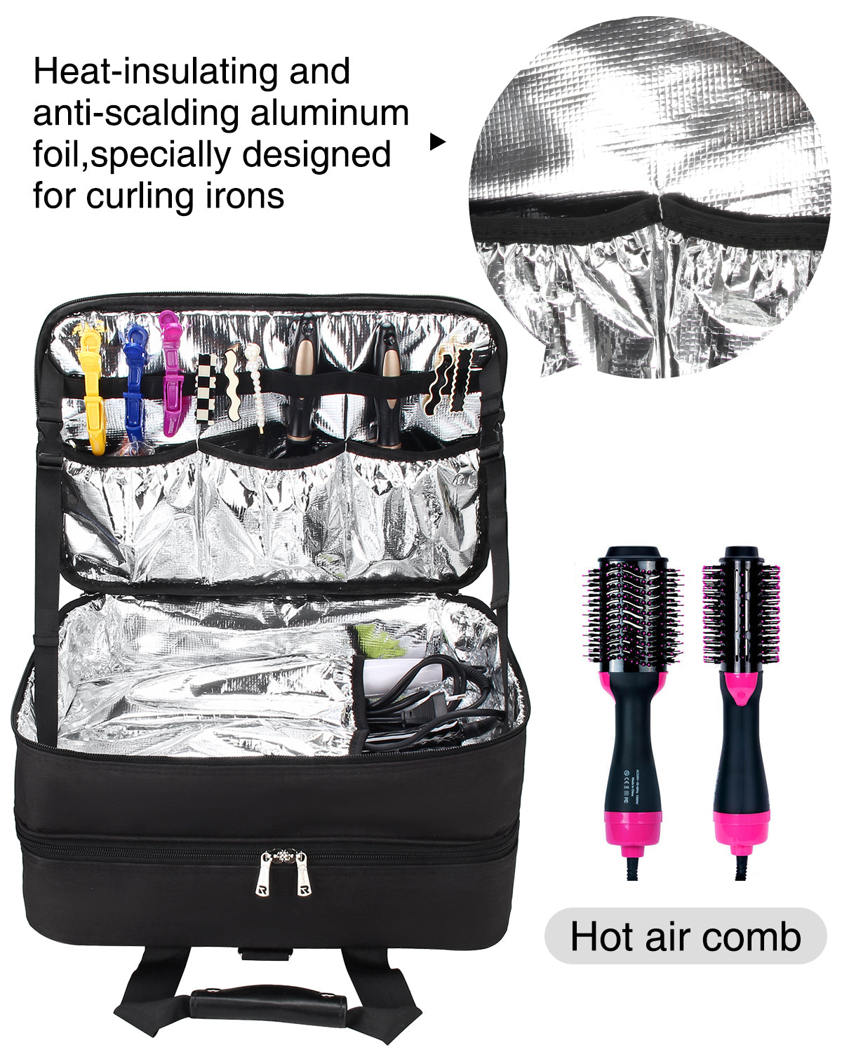 Große, schwarze, professionelle Make-up-Tasche für Visagisten oder Friseure 