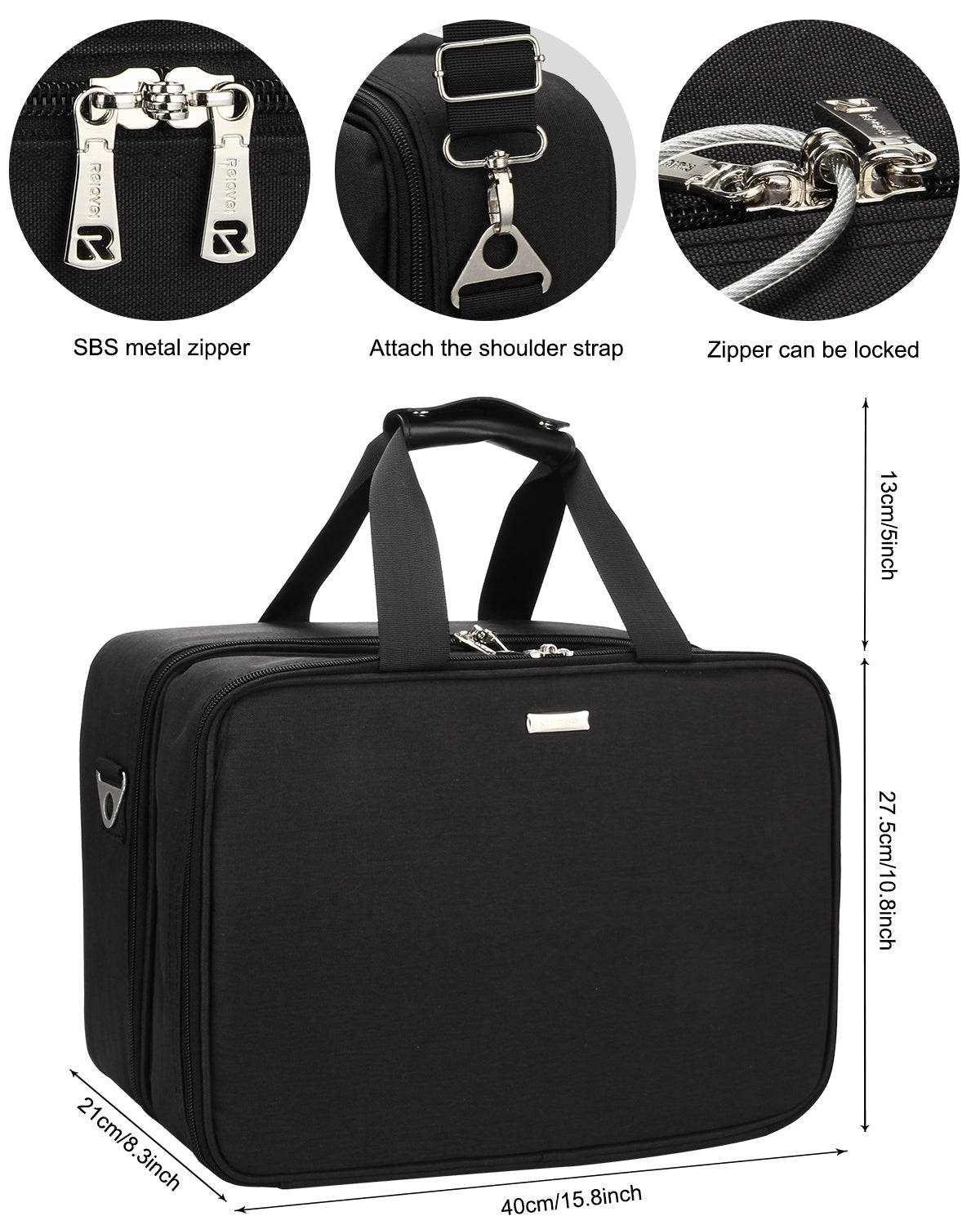 Große, schwarze, professionelle Make-up-Tasche für Visagisten oder Friseure 