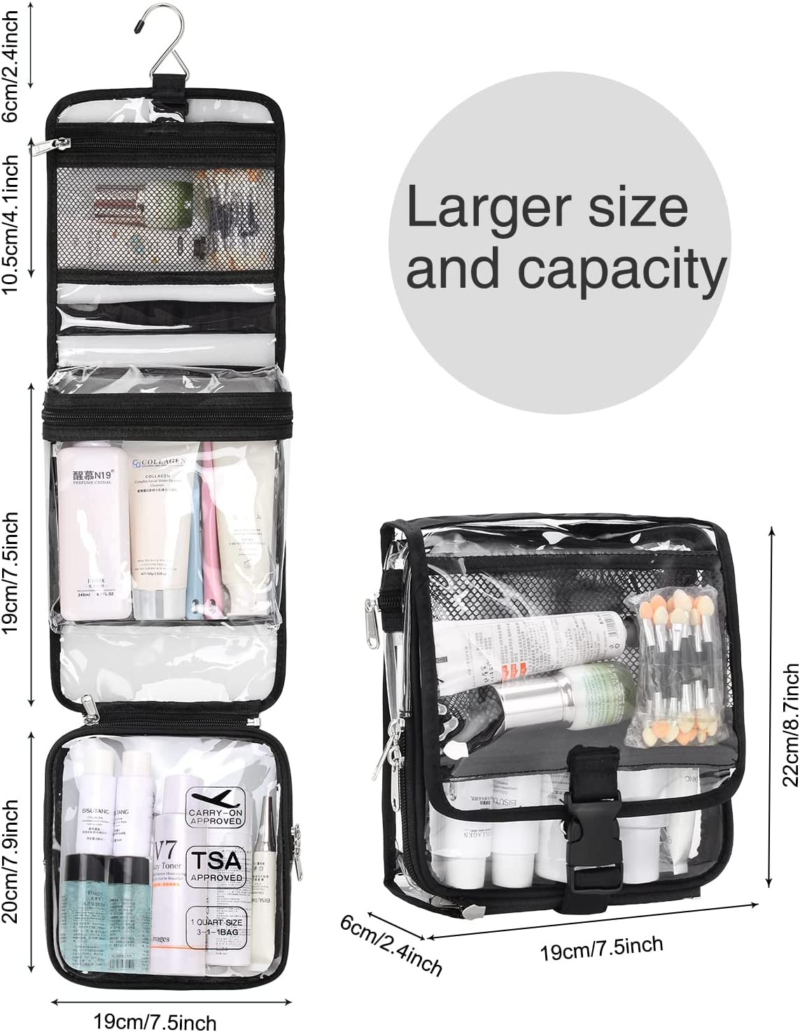 Relavel TSA Approved Clear hangingToiletry Bag for Women and Men