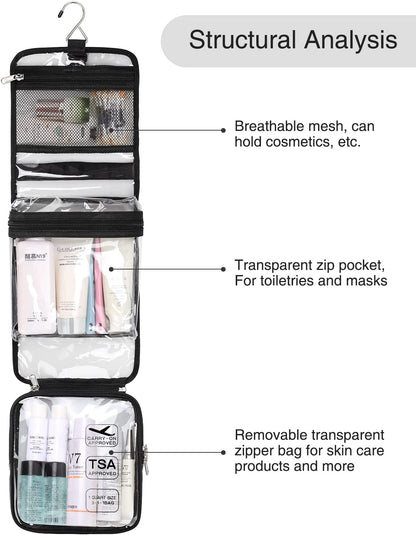 Relavel TSA Approved Clear hangingToiletry Bag for Women and Men