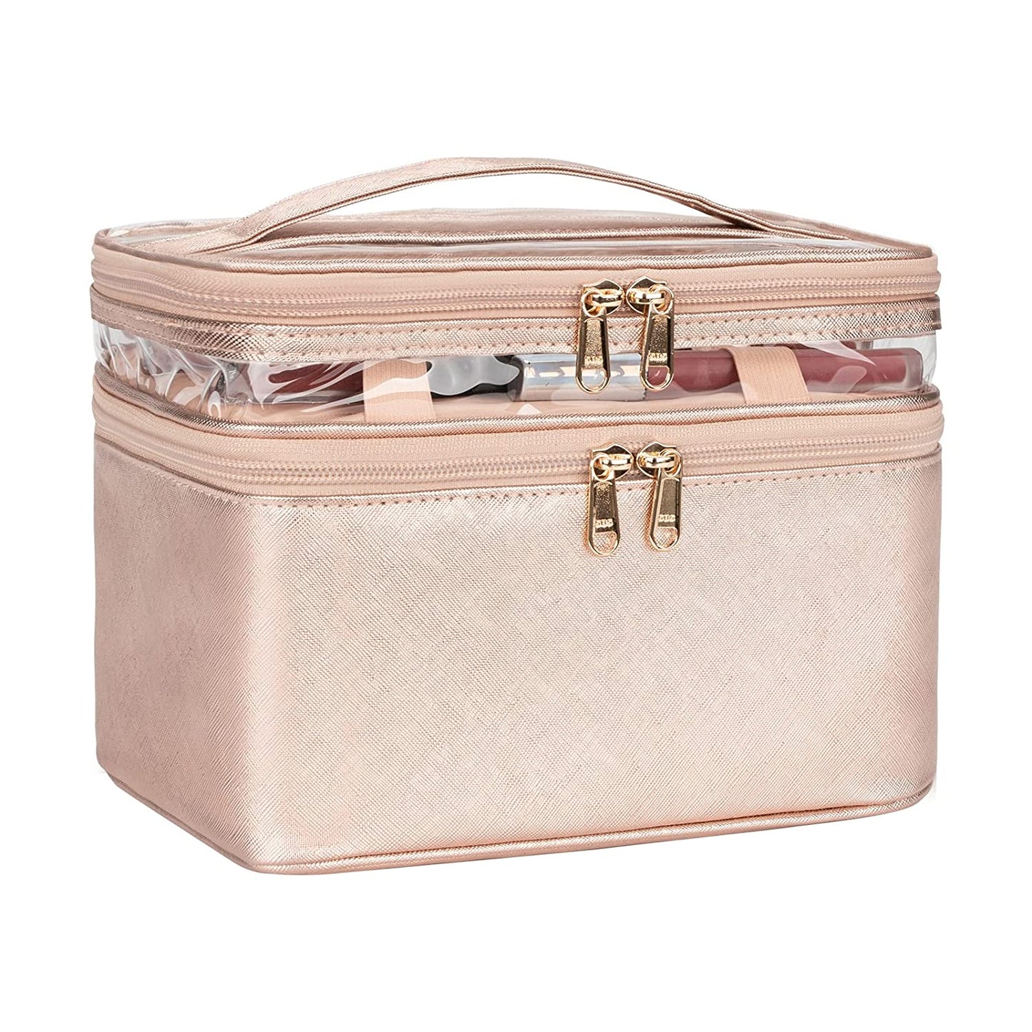 Double Layer Large Rose Golden Makeup Bag