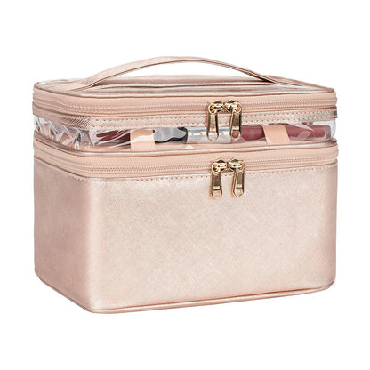 Double Layer Large Rose Golden Makeup Bag