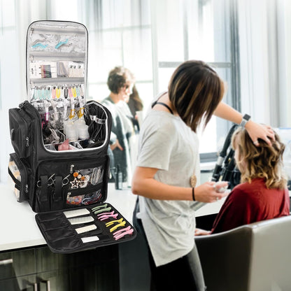 Hair Stylist Travel Makeup Backpack with Heat Insulation Full Layer