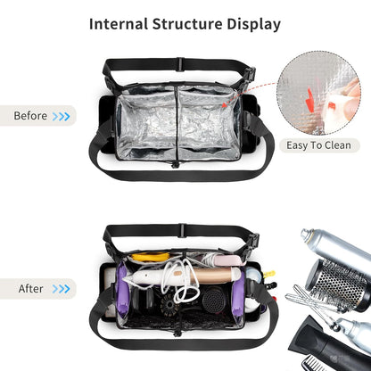 Large Capacity Hairdressing Bag with Shoulder Strap and Waist Bel and Heat Insulation Material