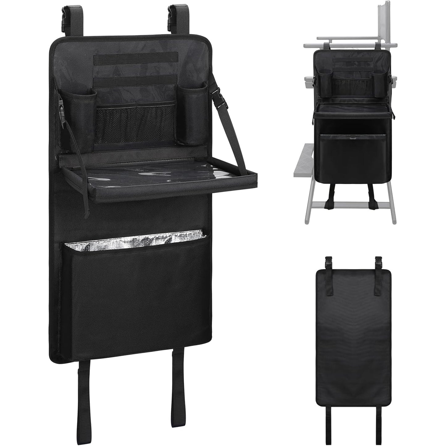 Large Capacity Side Hanging Storage Bag for Makeup Chair with Waterproof Detachable Board