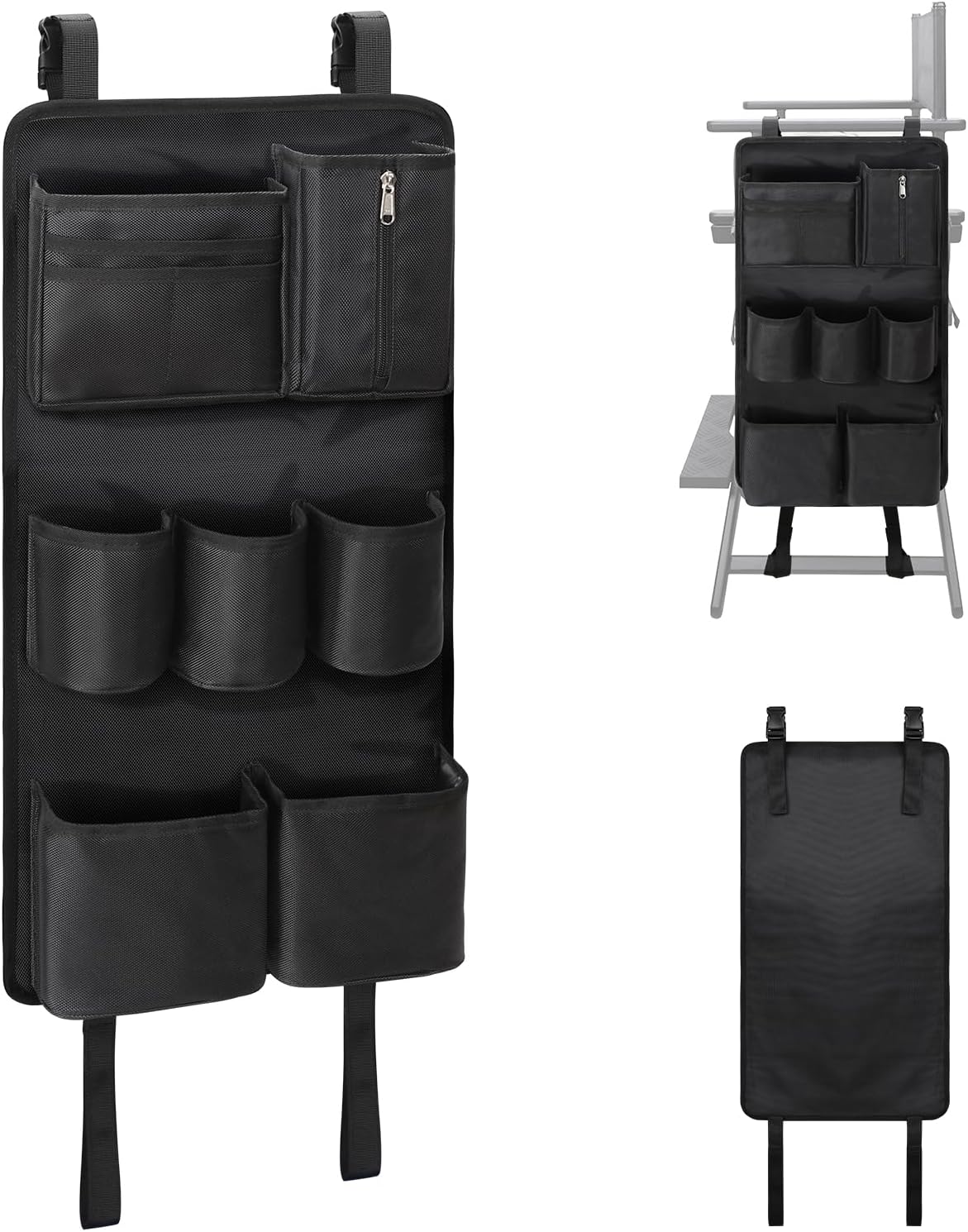 Large Capacity Side Hanging Storage Bag for Makeup Chair with Multiple Pockets