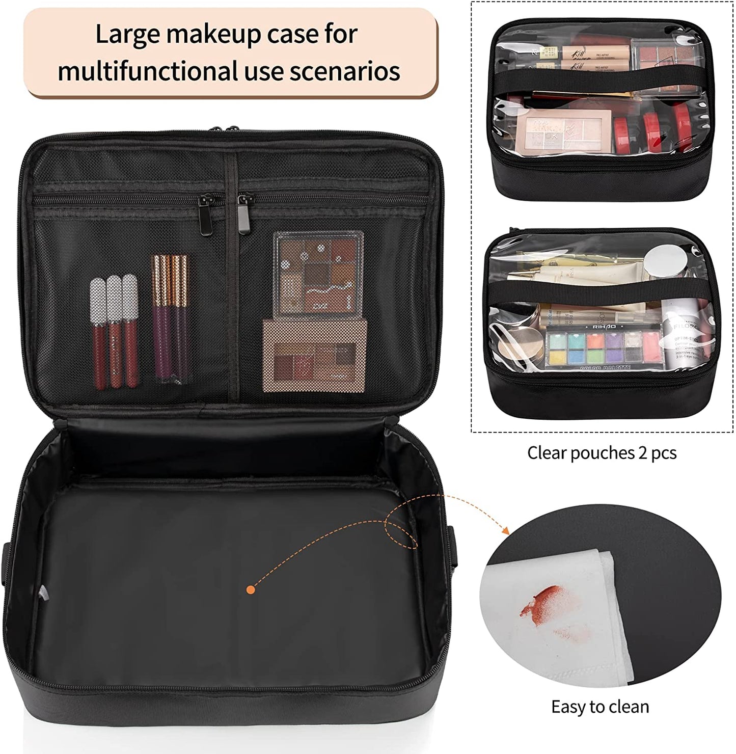 Large Makeup Train Case with a Large Makeup Travel Bag for Hairstylist