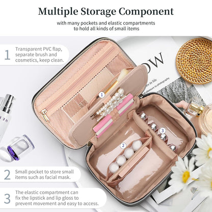 Large Travel Makeup Bag Organizer with Brush Compatrment