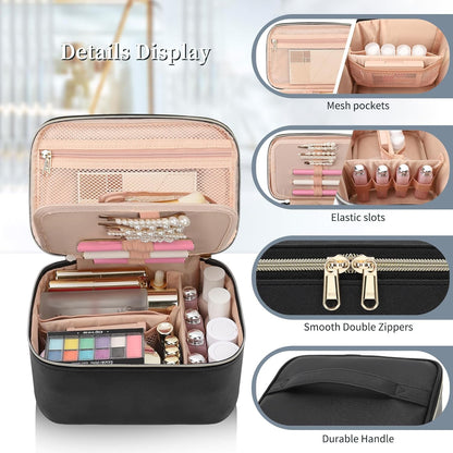 Large Travel Makeup Bag Organizer with Brush Compatrment