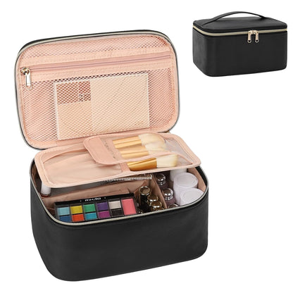 Large Travel Makeup Bag Organizer with Brush Compatrment