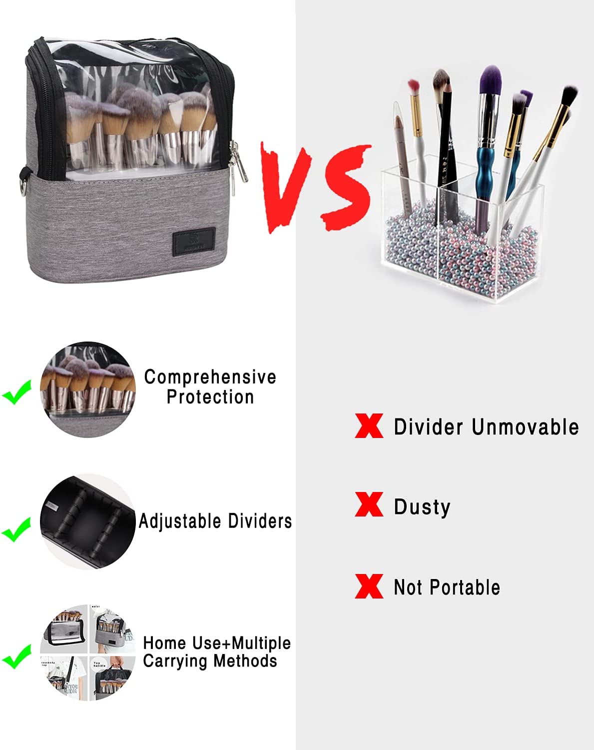 Makeup Brush Case Stand-up (gray, Small)