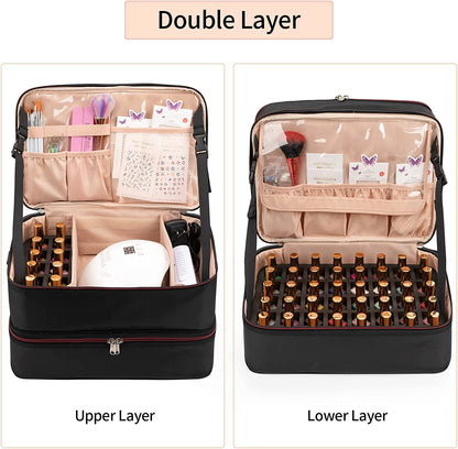 Double Layer Black Nail Polish Organizer Bag