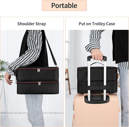 Double Layer Black Nail Polish Organizer Bag